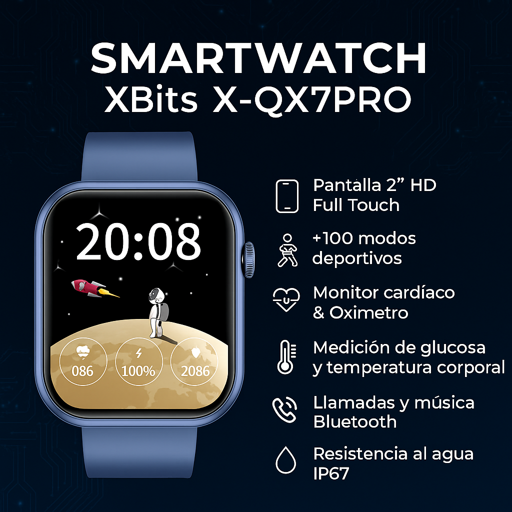SmartWatch XBits X-QX7PRO-A Unisex para Android o iOS