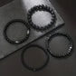 4 Pulseras Negras Unisex - Volcánica y Ojo de Tigre