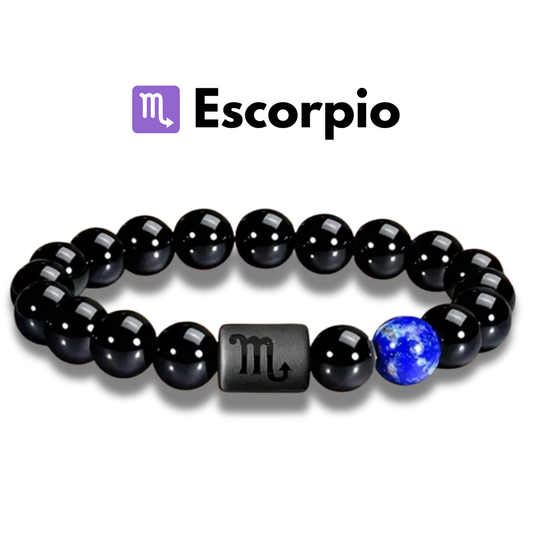 Pulsera ♏ Escorpio Edición Signos Zodiacales Unisex - Obsidiana