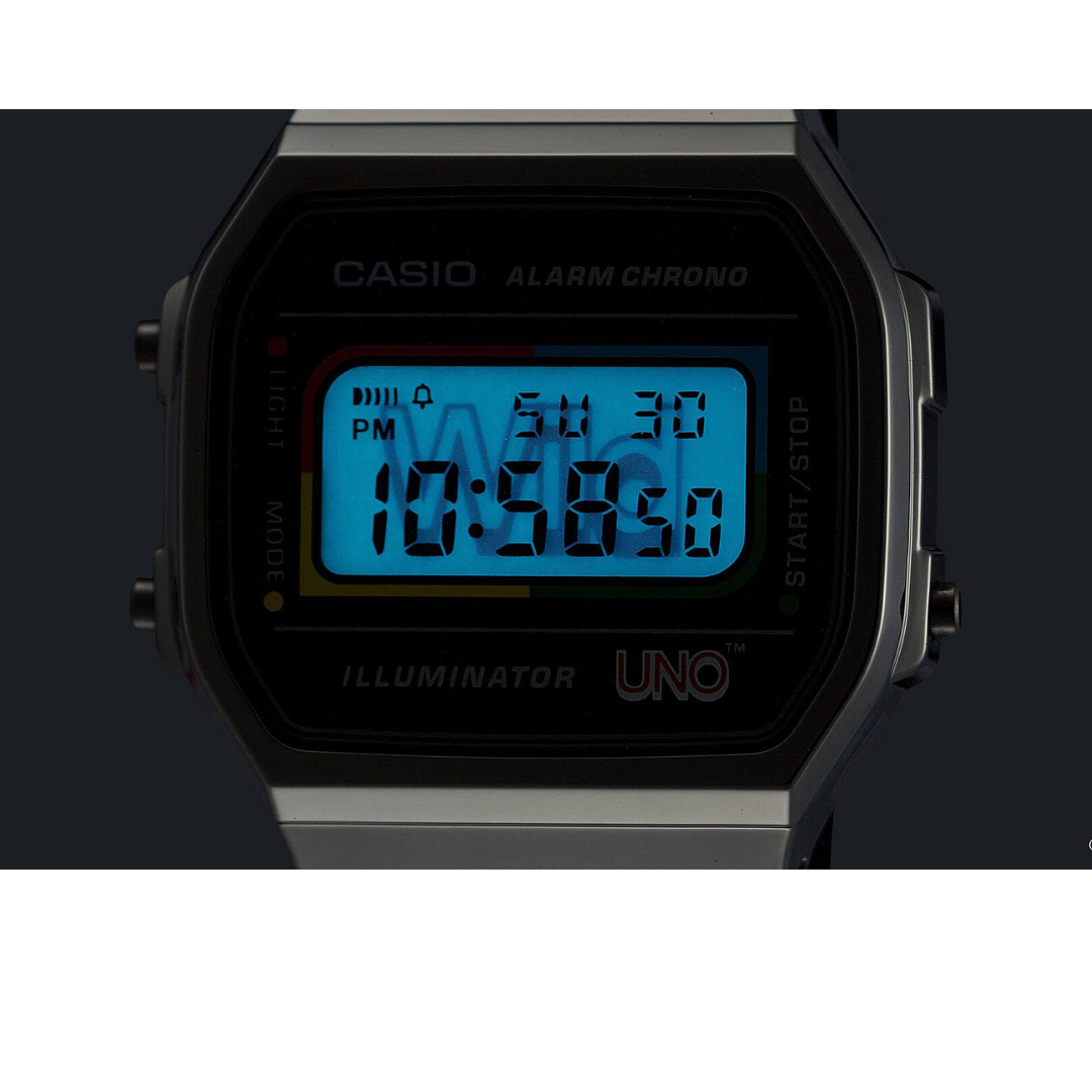 Reloj Casio A-168WEUC-1A Edición Limitada Juego UNO Unisex - Digital