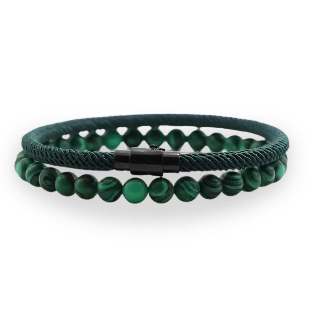 2 Pulseras Verde Unisex - Volcánica y Ojo de Tigre