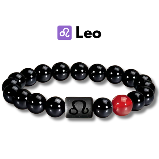 Pulsera ♌ Leo Edición Signos Zodiacales Unisex - Obsidiana