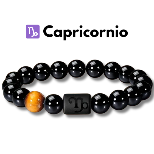 Pulsera ♑ Capricornio Edición Signos Zodiacales Unisex - Obsidiana