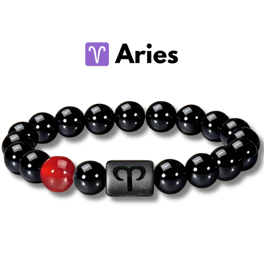 Pulsera ♈ Aries Edición Signos Zodiacales Unisex - Obsidiana