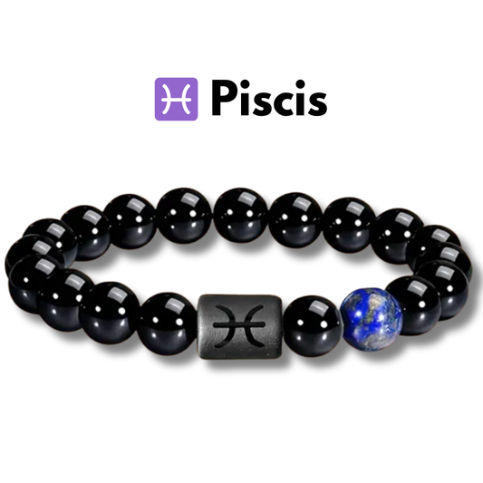 Pulsera ♓ Piscis Edición Signos Zodiacales Unisex - Obsidiana