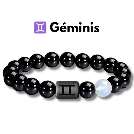 Pulsera ♊ Géminis Edición Signos Zodiacales Unisex - Obsidiana