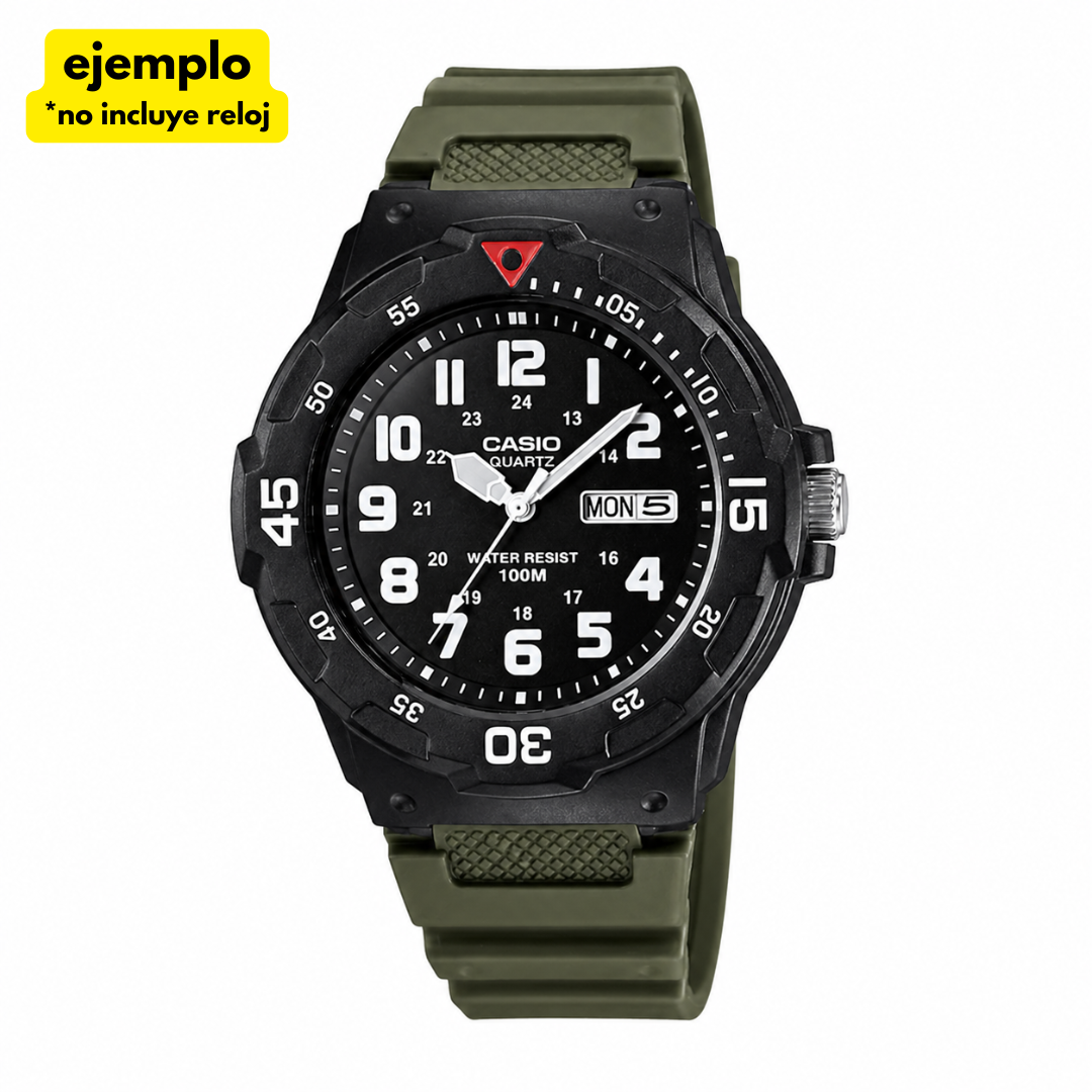 Correa Resina Verde 18mm para modelos Casio MRW-200H | W-218H | AE-1200 | AE-1100 | SGW-300/400
