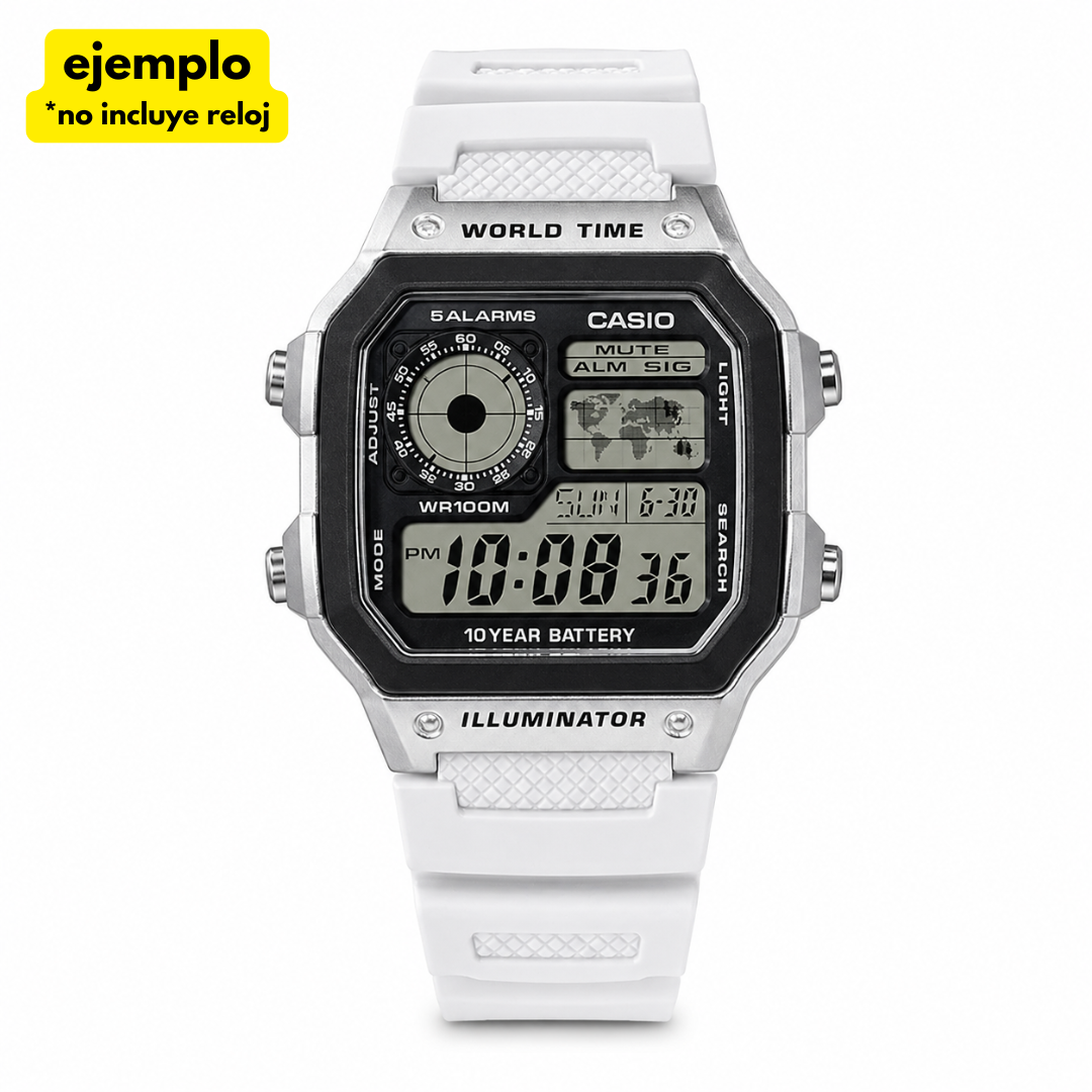 Correa Resina Blanca 18mm para modelos Casio MRW-200H | W-218H | AE-1200 | AE-1100 | SGW-300/400