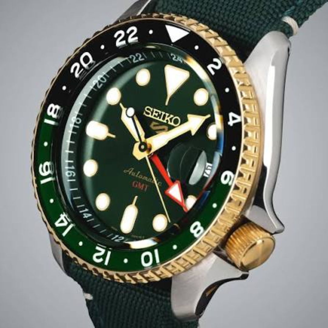 Reloj Seiko 5 Sports "Forest Green Sunrise GMT" Automático SSK050 Hombre - Análogo