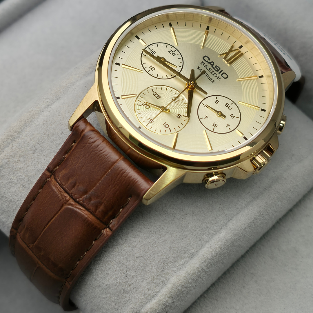 Reloj Casio Beside BMS-300GL-5A Cristal Zafiro Hombre - Análogo